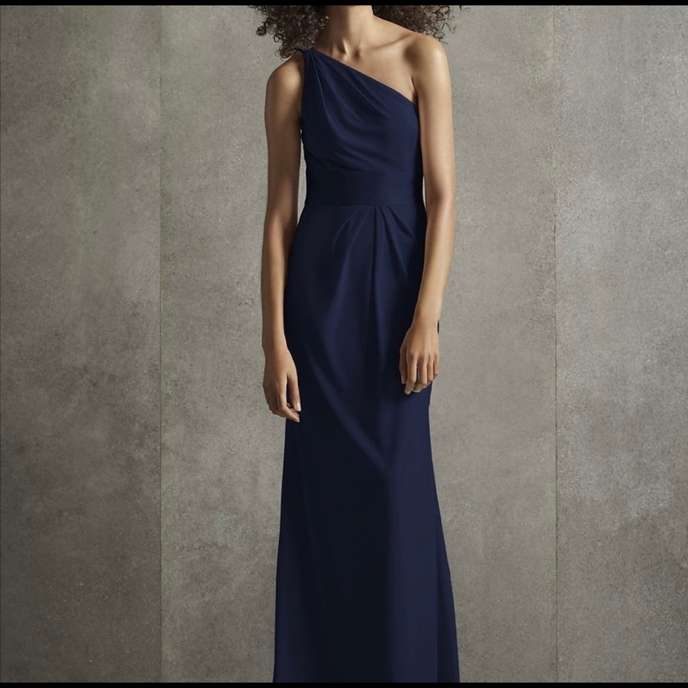 One Shoulder Jersey Satin Trim Bridesmaid Dress Vera Wang/David’s Bridal